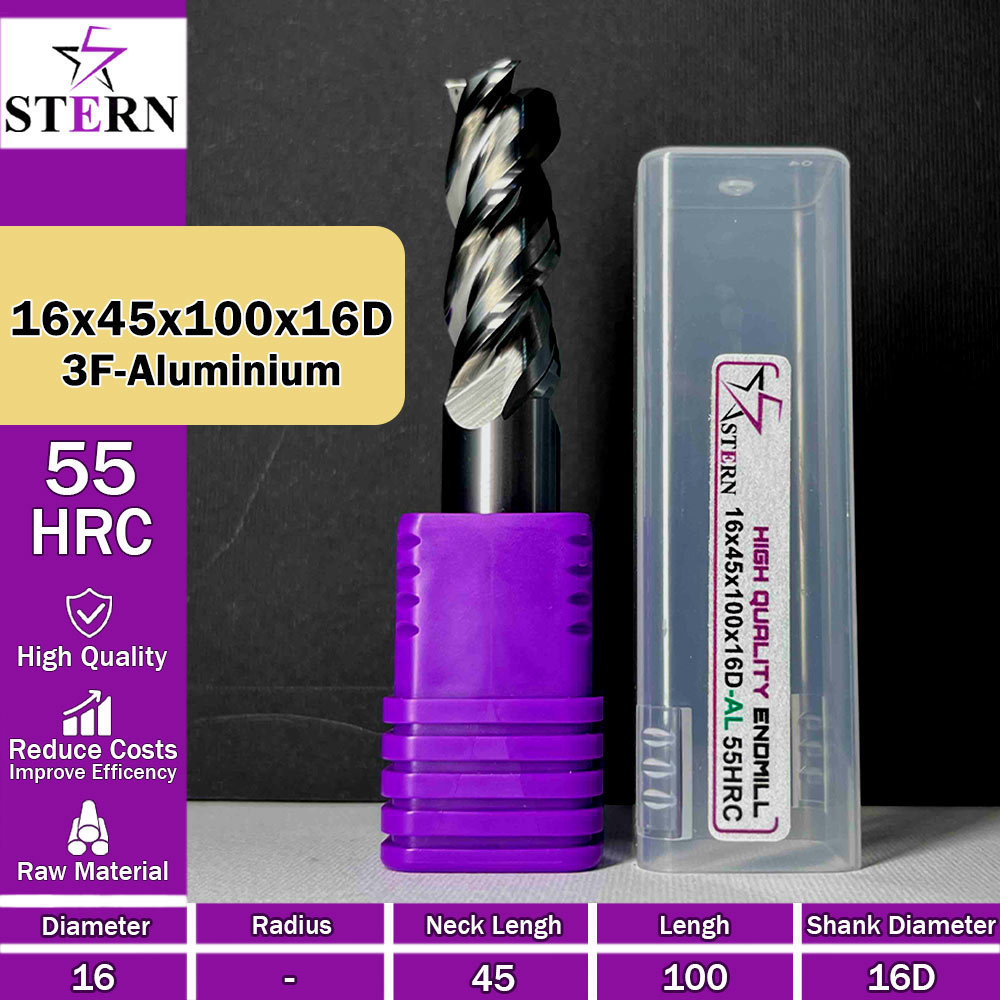 فرزکارباید آلومینیوم سه پر STERN 16*45*100*16D