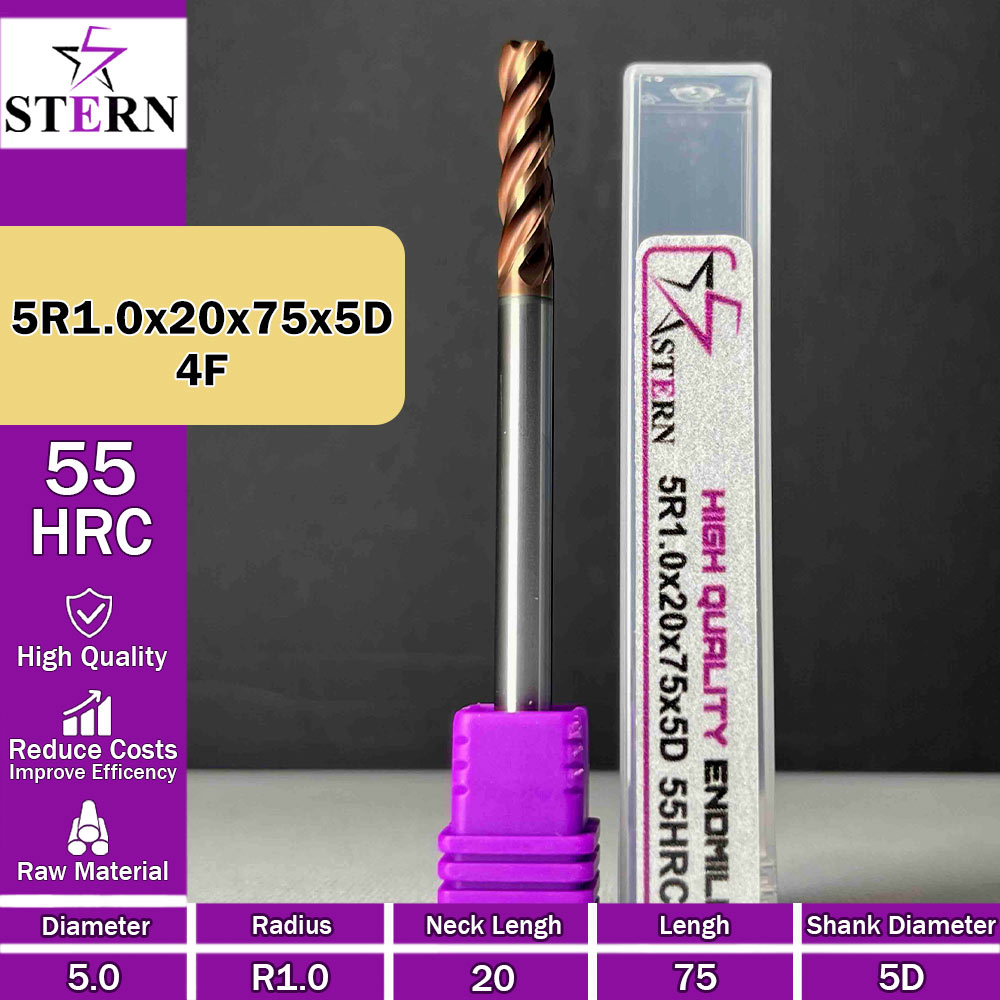 فرز کارباید تیپ ردیوس 5R1.0*20*75*5D STERN
