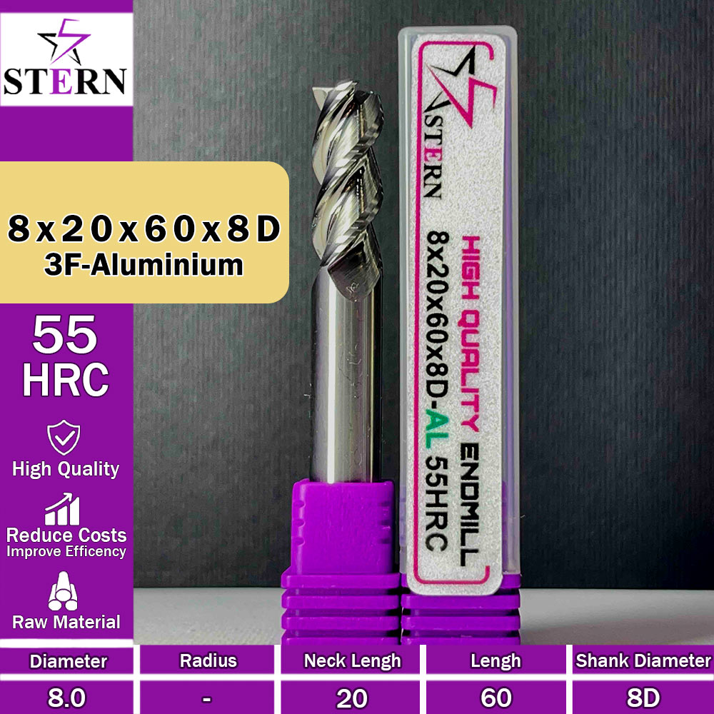 فرزکارباید آلومینیوم سه پر STERN 8*20*60*8D