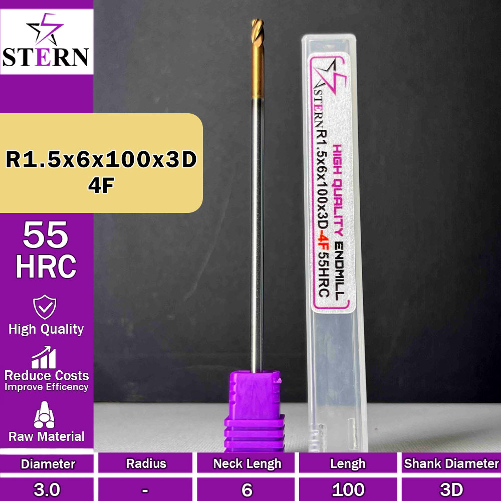 فرزانگشتی کارباید بالنوز چهارپر R1.5*6*100*3D STERN