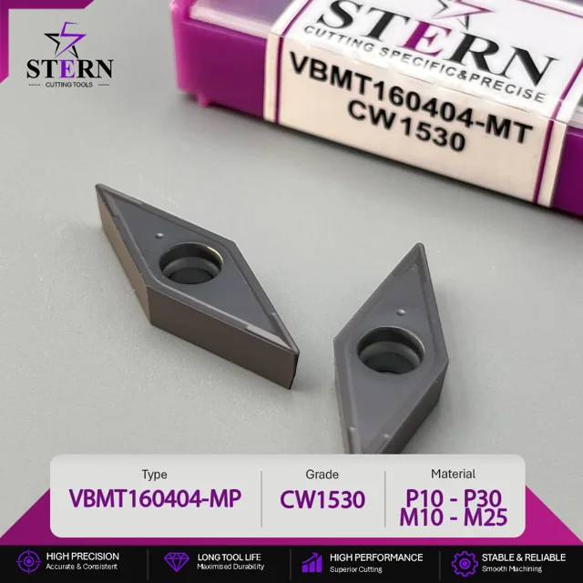 اینسرت STERN مدل VBMT160404-CW1530 مخصوص ماشینکاری فولاد و استیل
