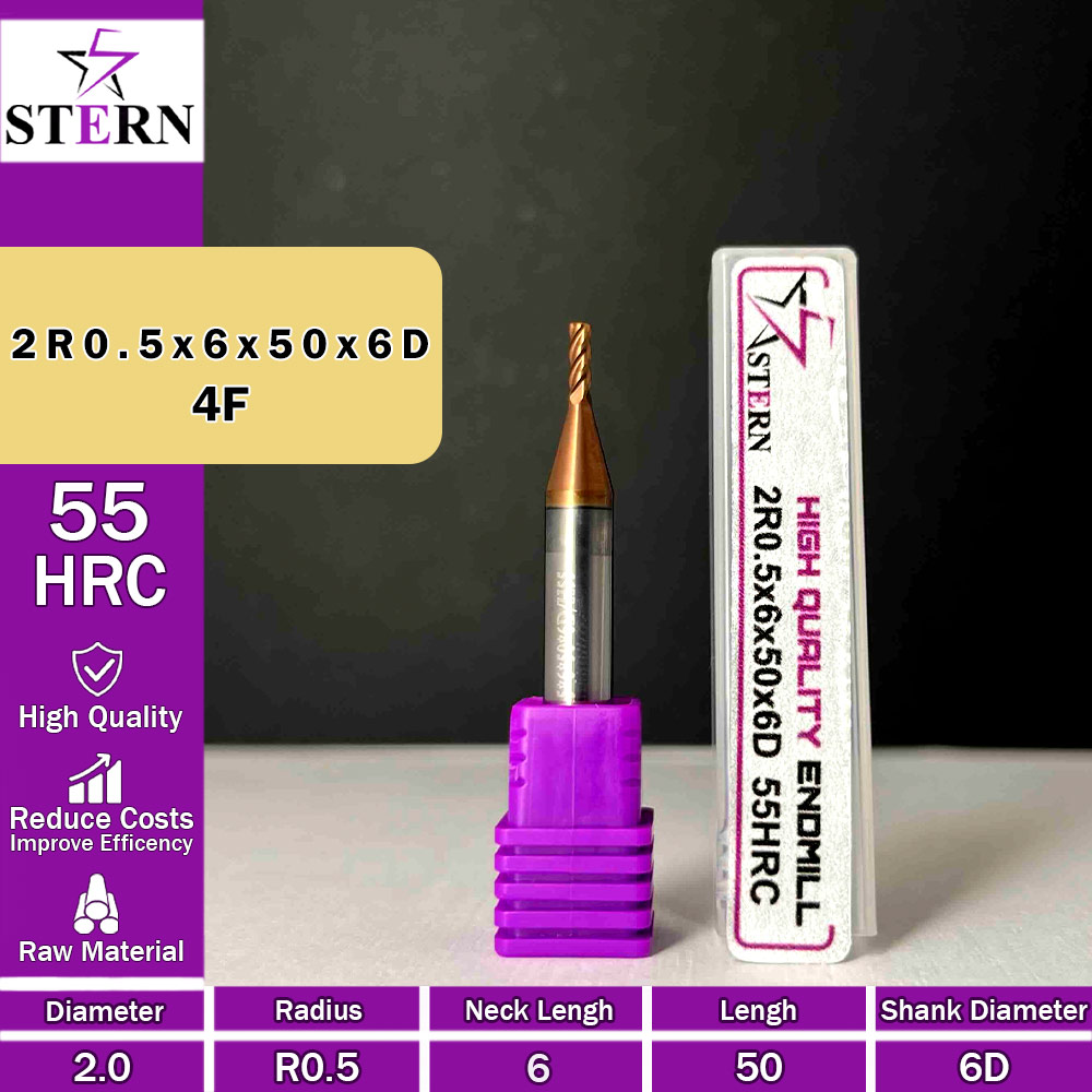 فرز کارباید تیپ ردیوس 2R0.5*6*50*6D STERN