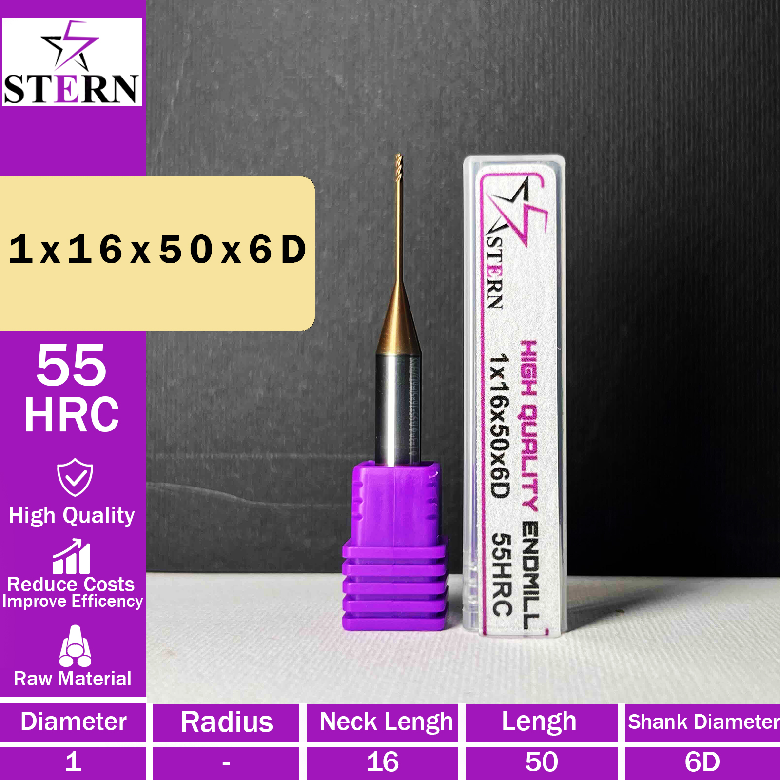 فرزانگشتی کارباید چهارپر STERN 1*16*50*6D