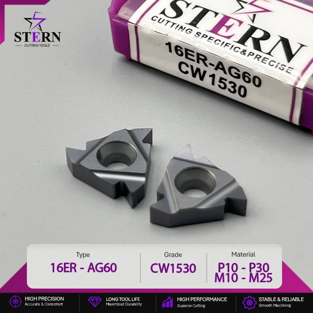 اینسرت رزوه‌زنی خارجی STERN مدل 16ER-AG60-CW1530 برای رزوه ۶۰ درجه
