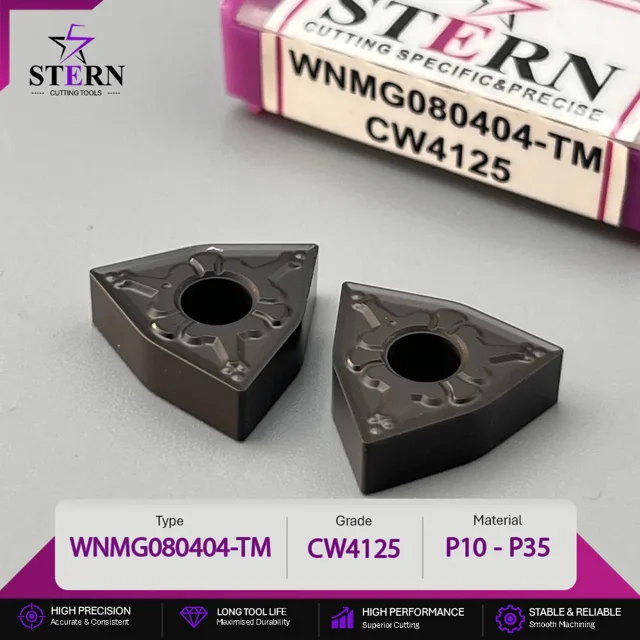 اینسرت STERN مدل WNMG080404-CW4125 مخصوص ماشینکاری فولاد و فولاد سخت