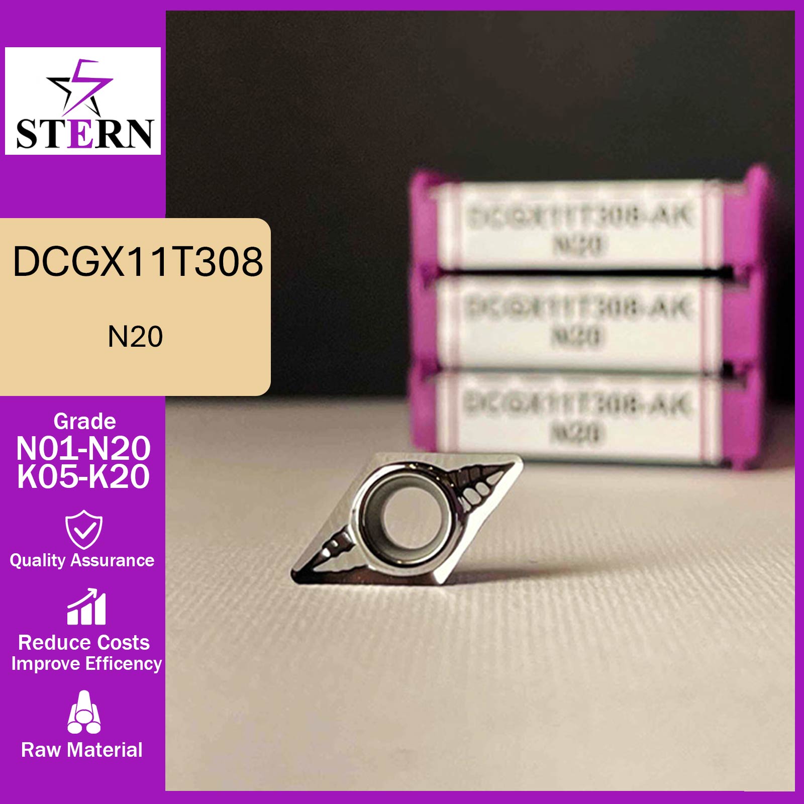 اینسرت تراشکاری STERN مدل DCGX11T308-AK مخصوص آلومینیوم