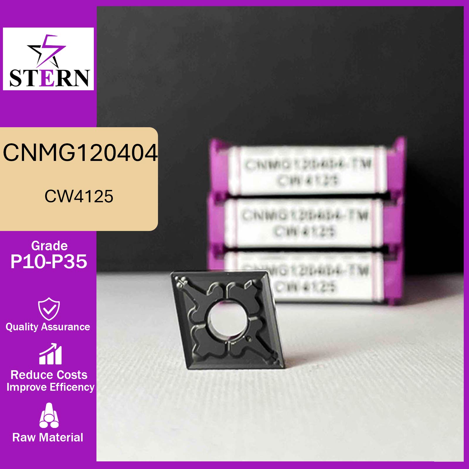 اینسرت تراشکاری STERN مدل CNMG120404-TM گرید CW4125