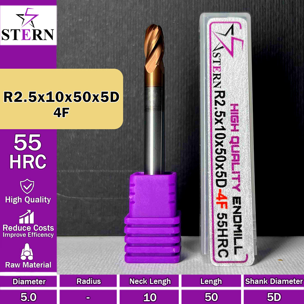 فرزانگشتی کارباید بالنوز چهارپر R2.5*10*50*5D STERN
