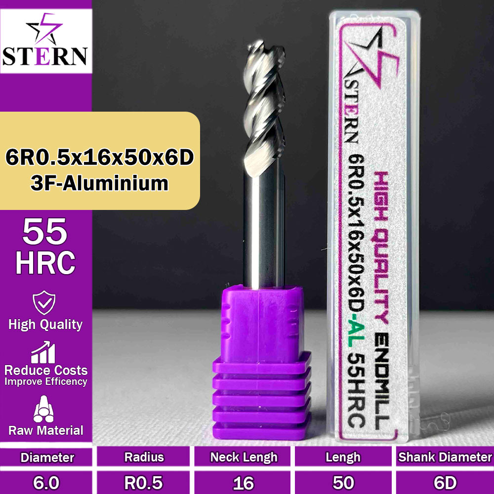 فرزکارباید آلومینیوم تیپ ردیوس 6R0.5*16*50*6D STERN