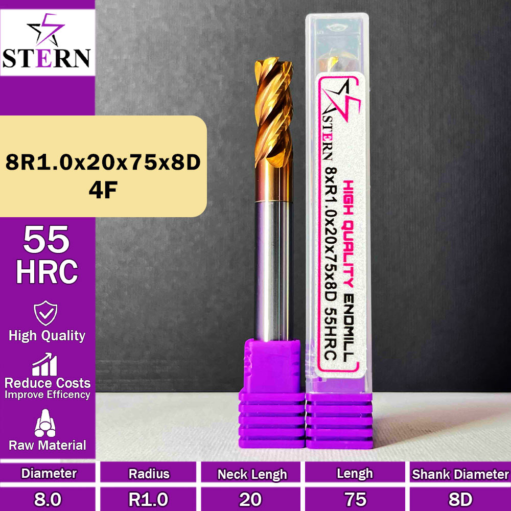 فرز کارباید تیپ ردیوس 8R1.0*20*75*8D STERN