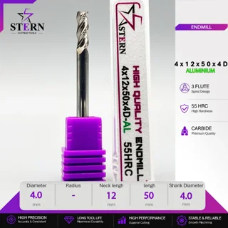 فرز انگشتی کارباید آلومینیوم سه پر STERN 4*12*50*4D
