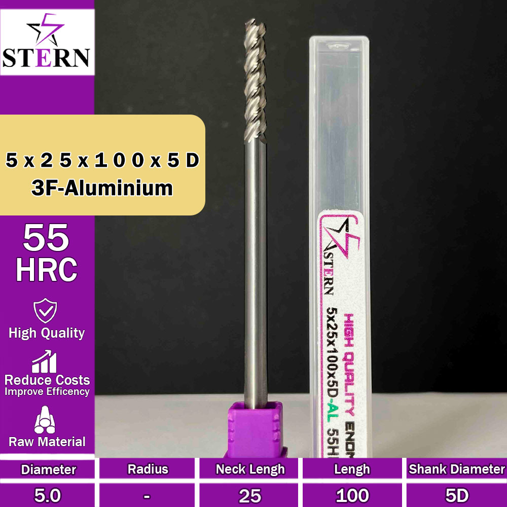 فرزکارباید آلومینیوم سه پر STERN 5*25*100*5D