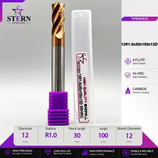 فرز انگشتی کارباید تیپ ردیوس 12R1.0*45*100*12D STERN