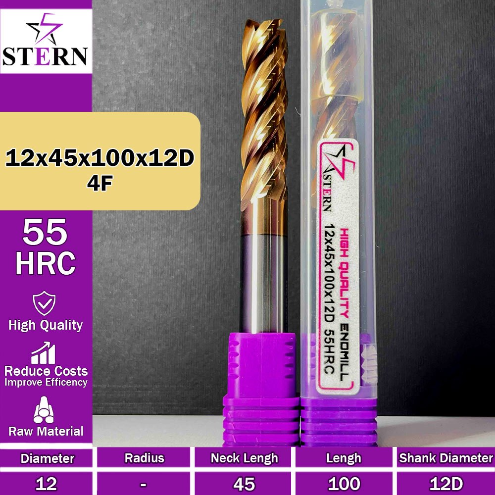 فرزانگشتی کارباید چهارپر STERN 12*45*100*12D